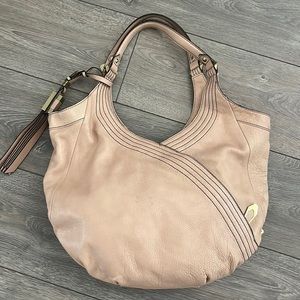 OR Yany Handbag Leather Purse Hobo Tan  2 Handle Zipper Pockets